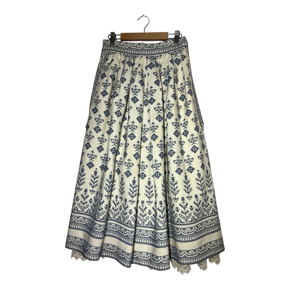Oscar De La Renta vtg heavy Linen embroidered full skirt 8 60s 70s Rare